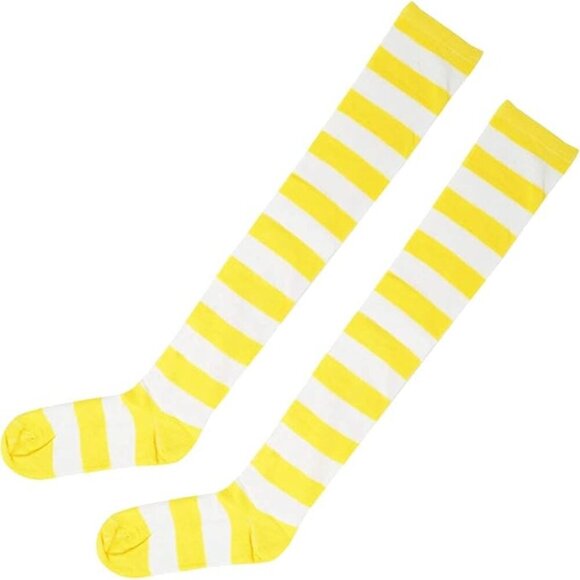 Girl's Extra Long Opaque Striped Over Knee Thigh High Stockings Socks - Picture 3 of 9